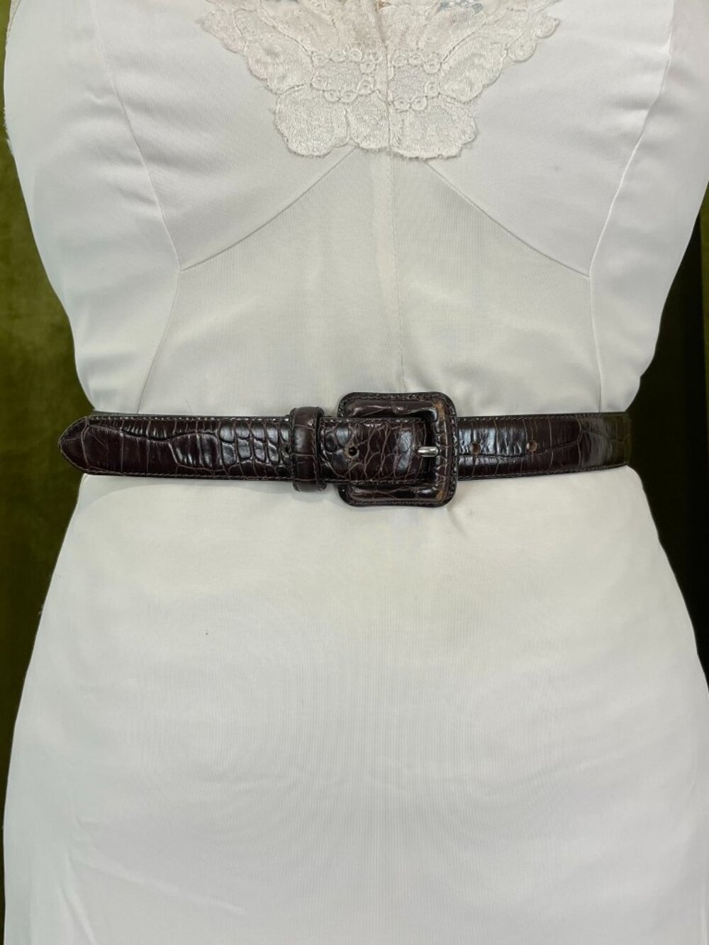 Vintage Eddie Bauer Croc Embossed Leather Belt, Medium, 28 - 31"